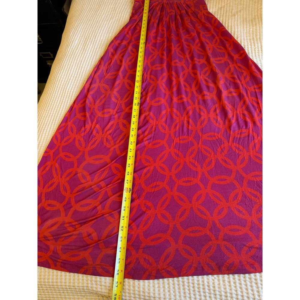 Tart Tropical Midcentury Boho Resortwear V Neck Sleevless Maxi Dress XS Pink - Picture 9 of 11